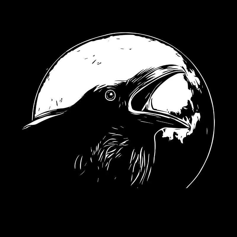 Rabe im Vollmond