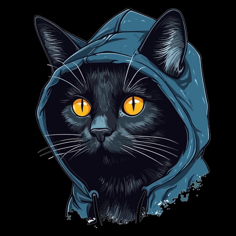 Tête de chat Noir Chat Bombay Chat heureux Chats