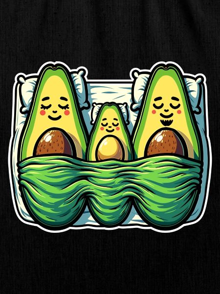 Avocado familie mor, far, barn sover i sengen