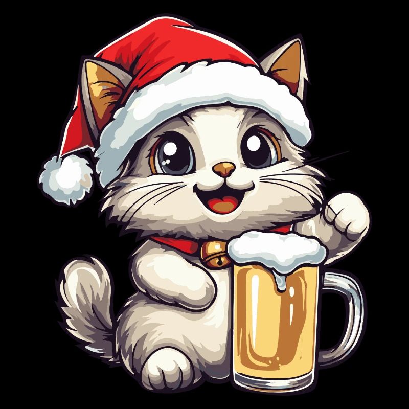 Katze Weihnachten Bier