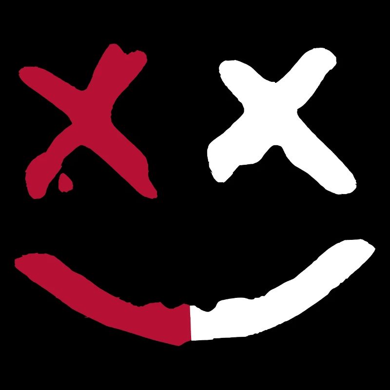 Sourire maléfique. Visage X-Eyes Graffiti Rouge Blanc