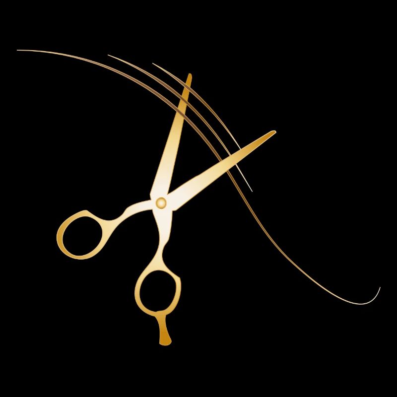 goldene Friseur Schere mit dunkelblonden Haaren