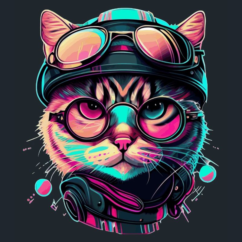 Racing driver cat in rainbow look as cool vector