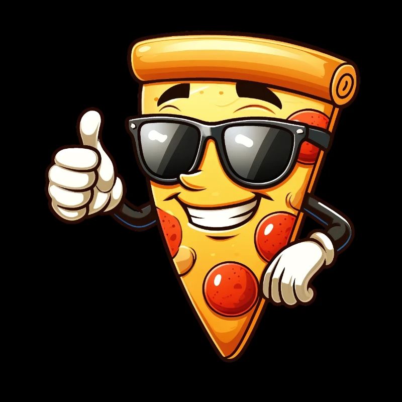 Funny pizza with sunglasses motif