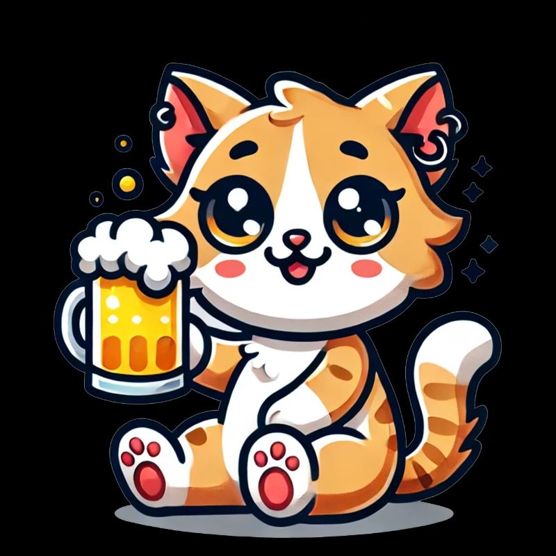 Cute Cat Drinking Beer