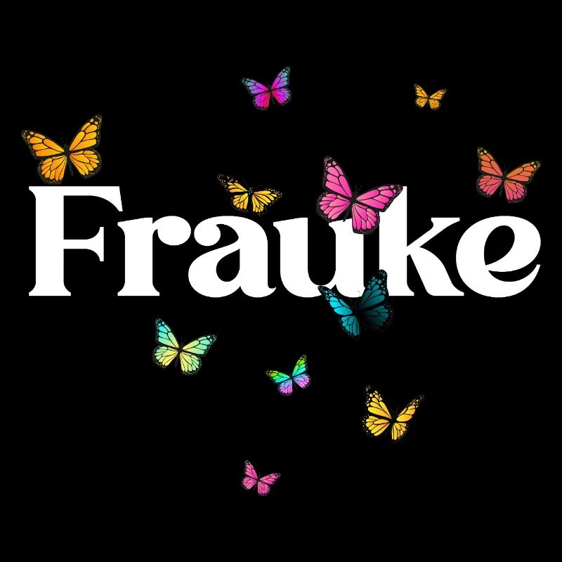 Schöner Mädchenname FRAUKE mit Schmetterlingen 