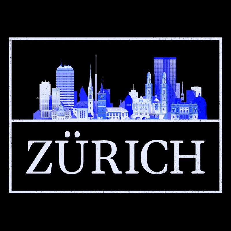 Silhouette bleue de Zurich Skyline