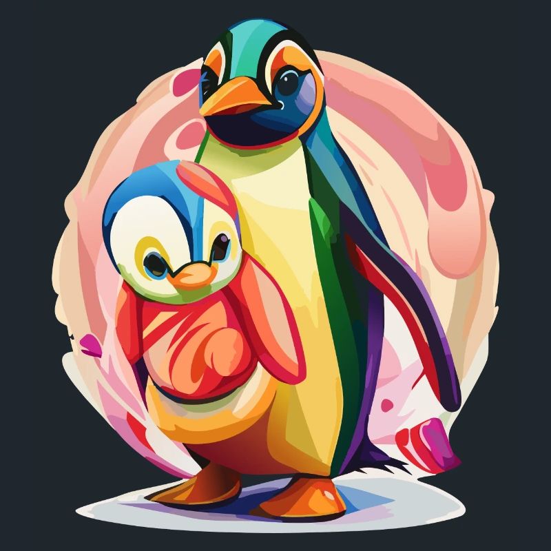 Pingouin mère et bébé