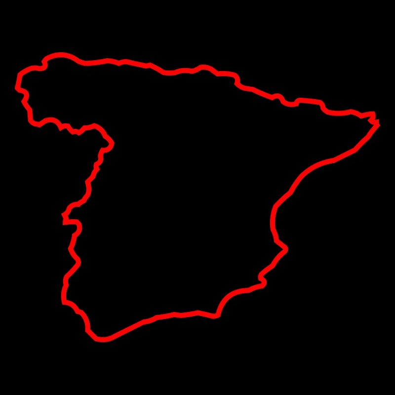 Spanien Kontur in Leuchtendem Rot