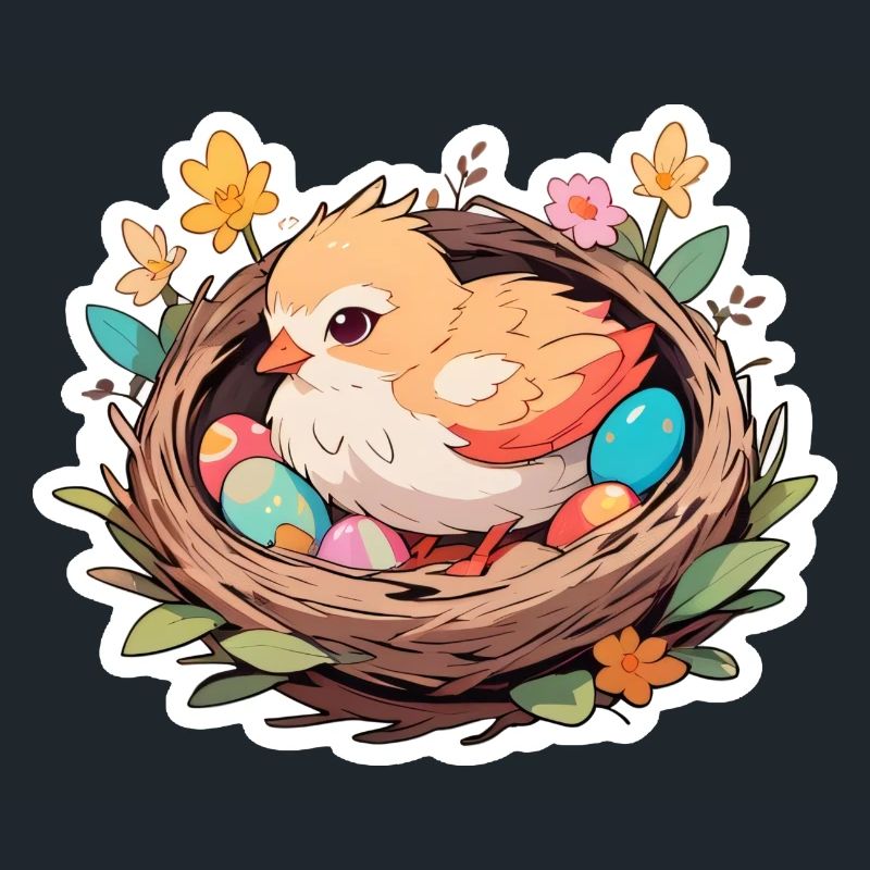 Easter basket with chicks