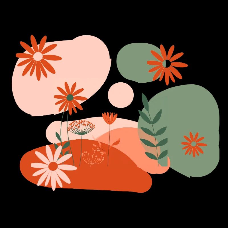 floral illustrations, plants, terracotta, eco