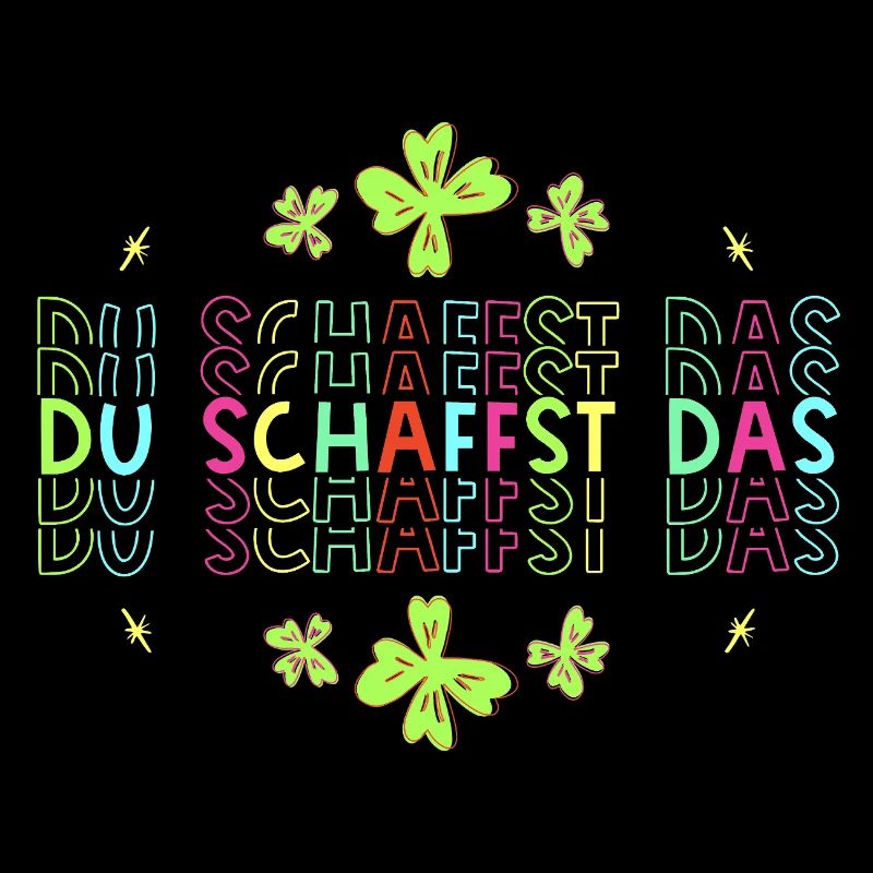 Du schaffst das! Glücksbringer Glücksklee neon
