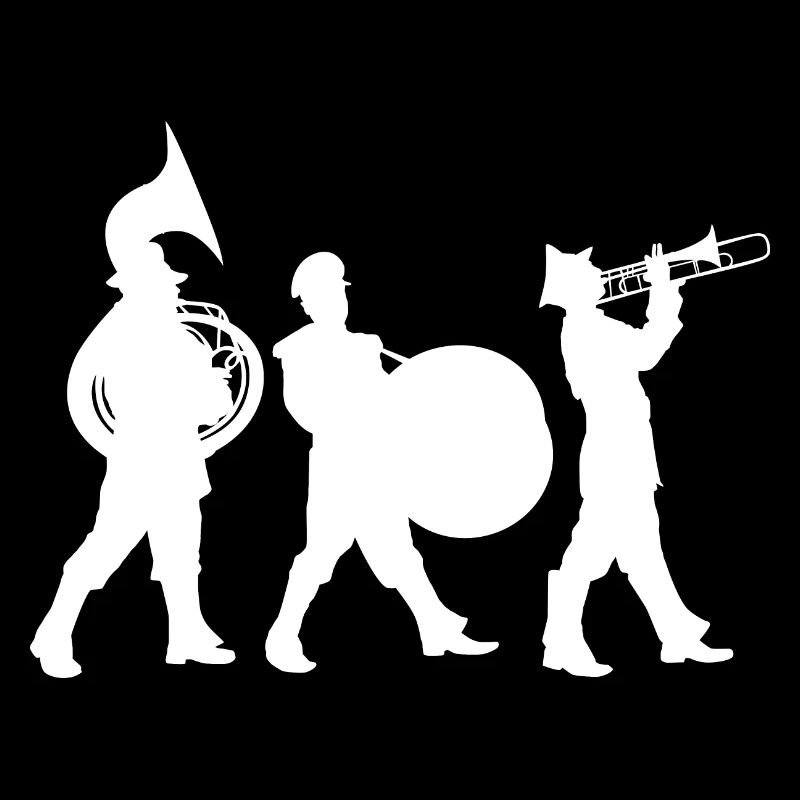 Blaskapellen-Silhouetten auf der Straße