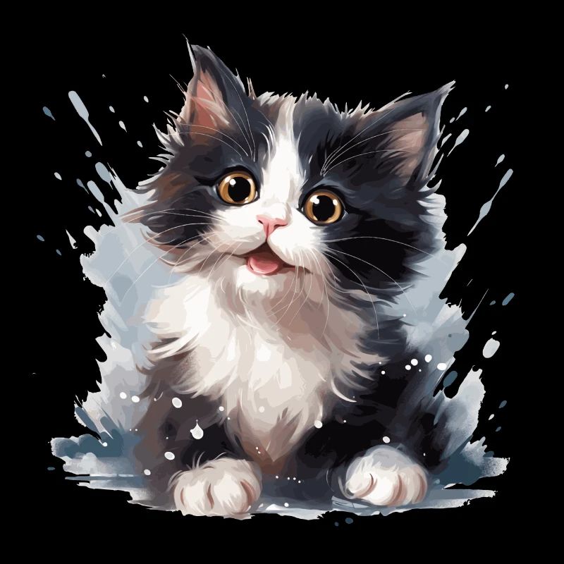 chaton noir et blanc