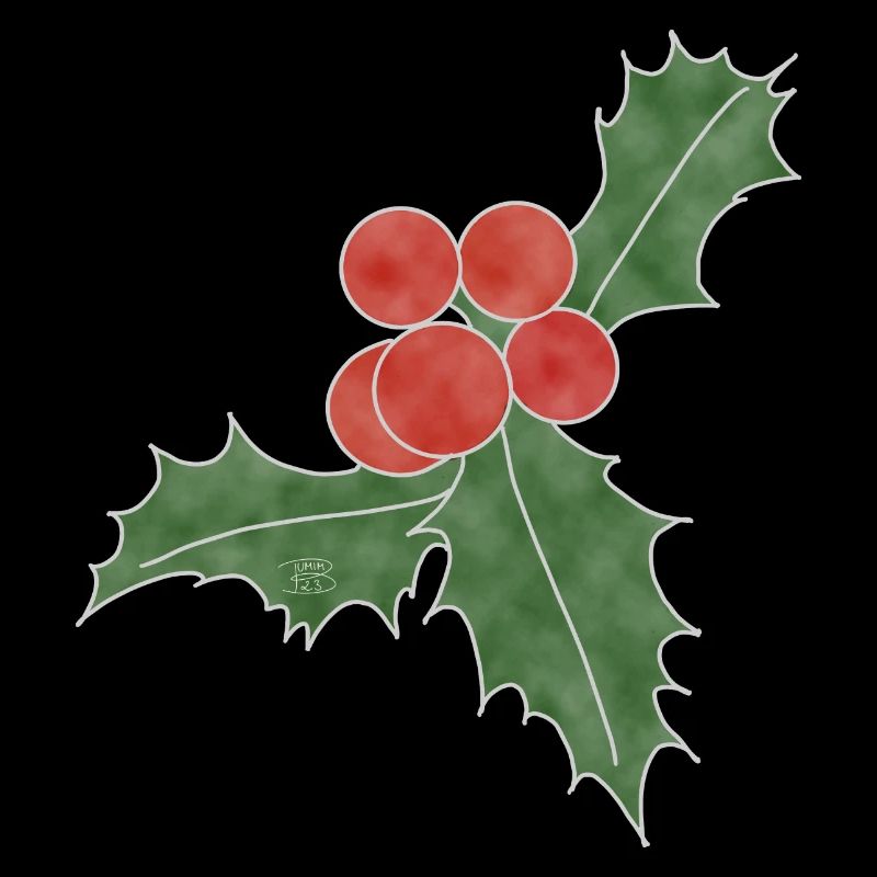"Ilex", Boho Line Art Design, Series "Xmas"