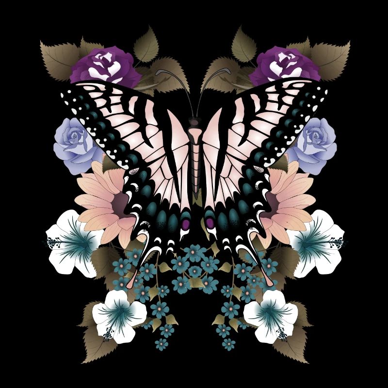 Queue d’aronde papillon avec des fleurs