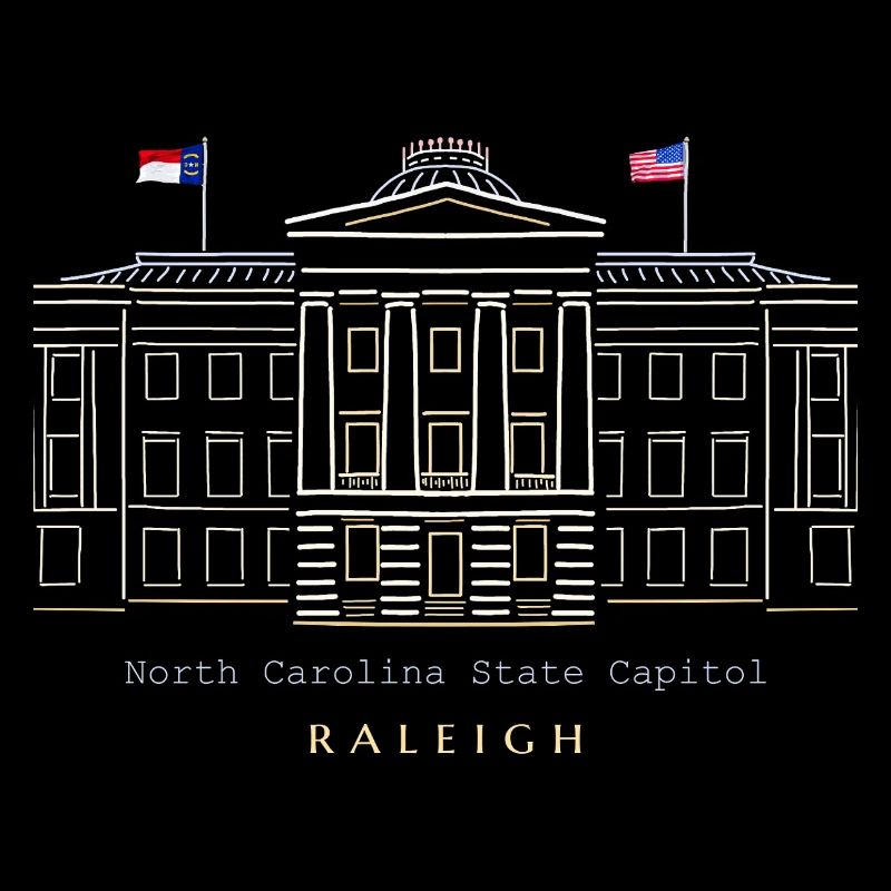 Raleigh, dessin du Capitole de la Caroline du Nord, États-Unis