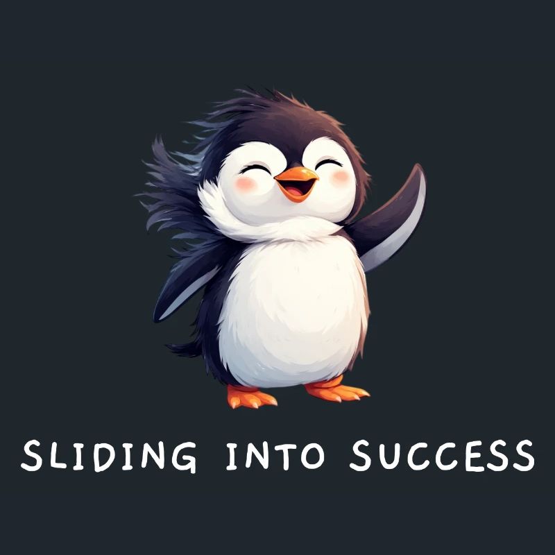 Citation du pingouin mignon « Glisser vers le succès »