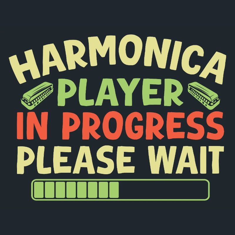Funny Harmonica Player In Progress Harmonica