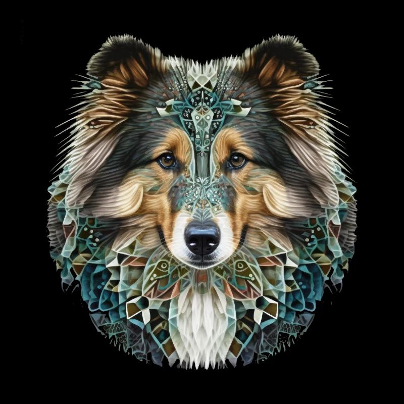 Farbenfrohes Shetland Sheepdog Collie Kopf Artwork