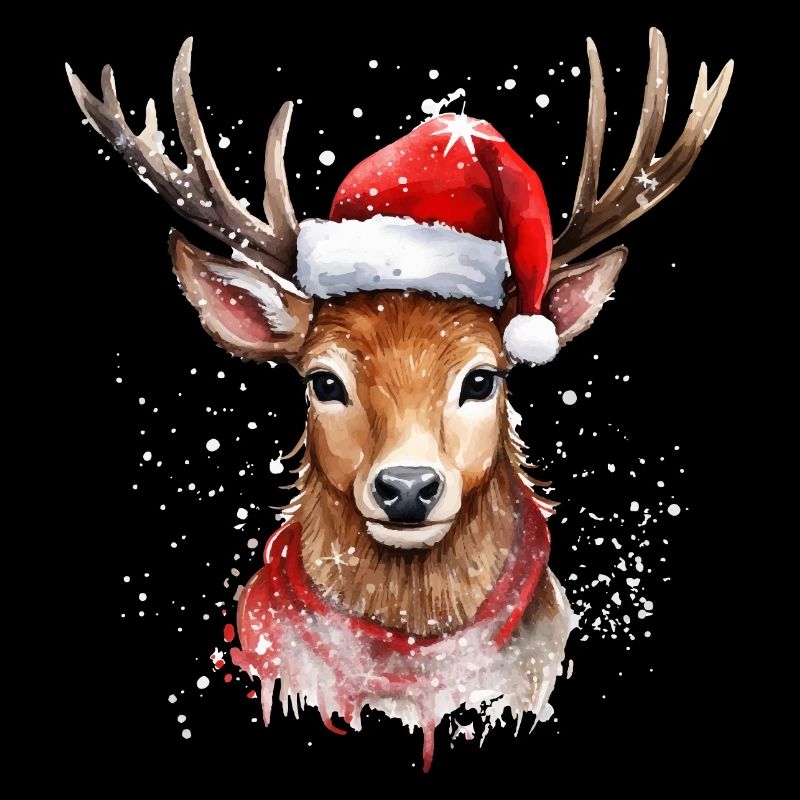 Cerf avec bonnet de Père Noël Idéal pour Noël