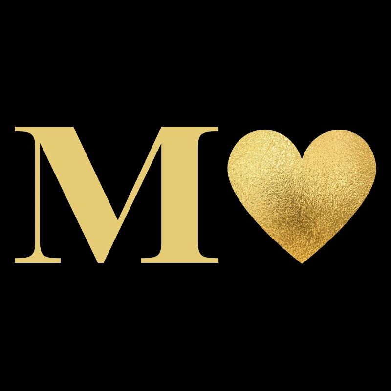Buchstabe m goldenes Herz