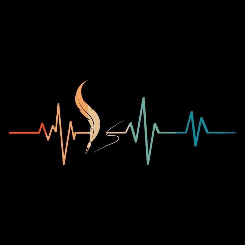 Retro Heartbeat Writer's Feather