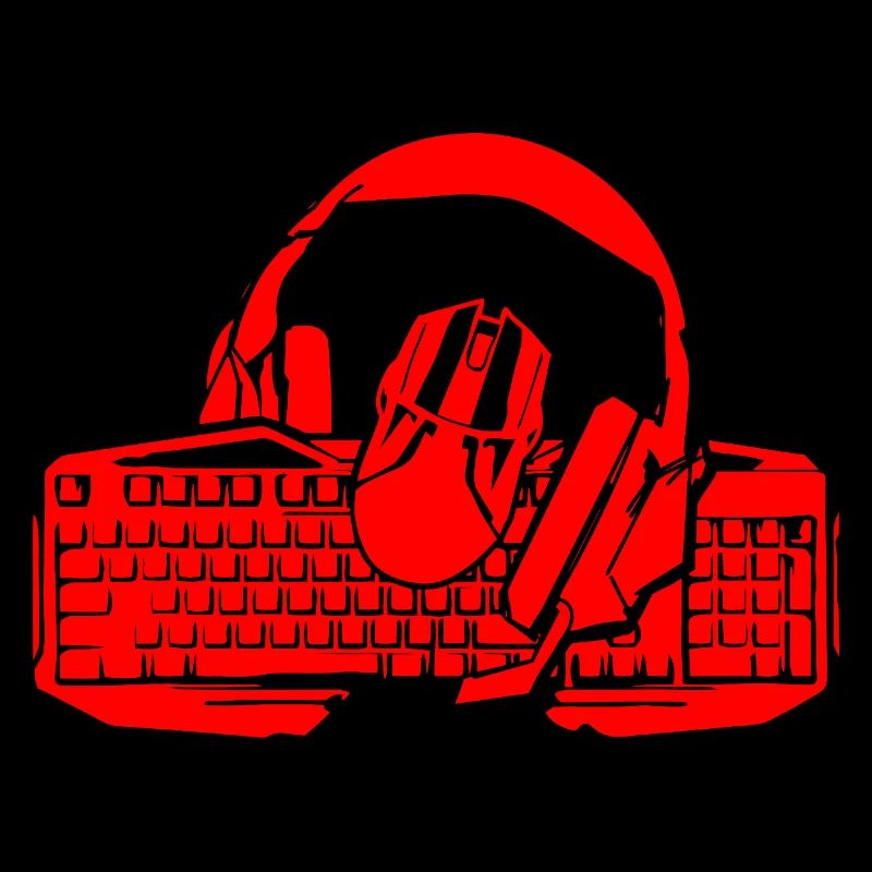 Retro-Keyboard und Kopfhörer