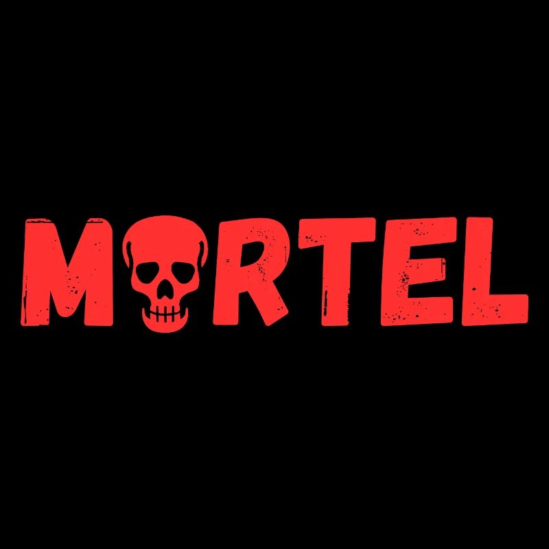 mortel en rouge avec le o remplacé par un crane