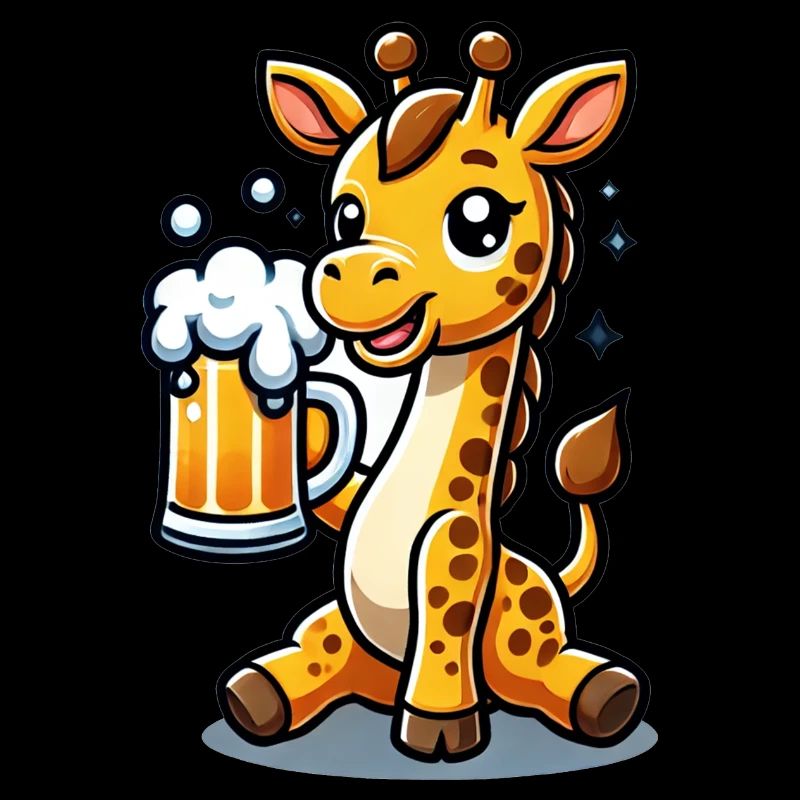 Cute Giraffe Drinking Beer 3