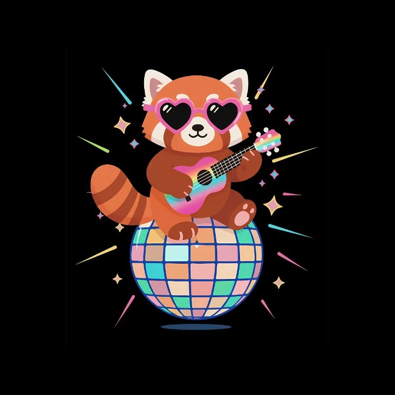 Red Panda Disco Ball Années 80 Rétro Drôle