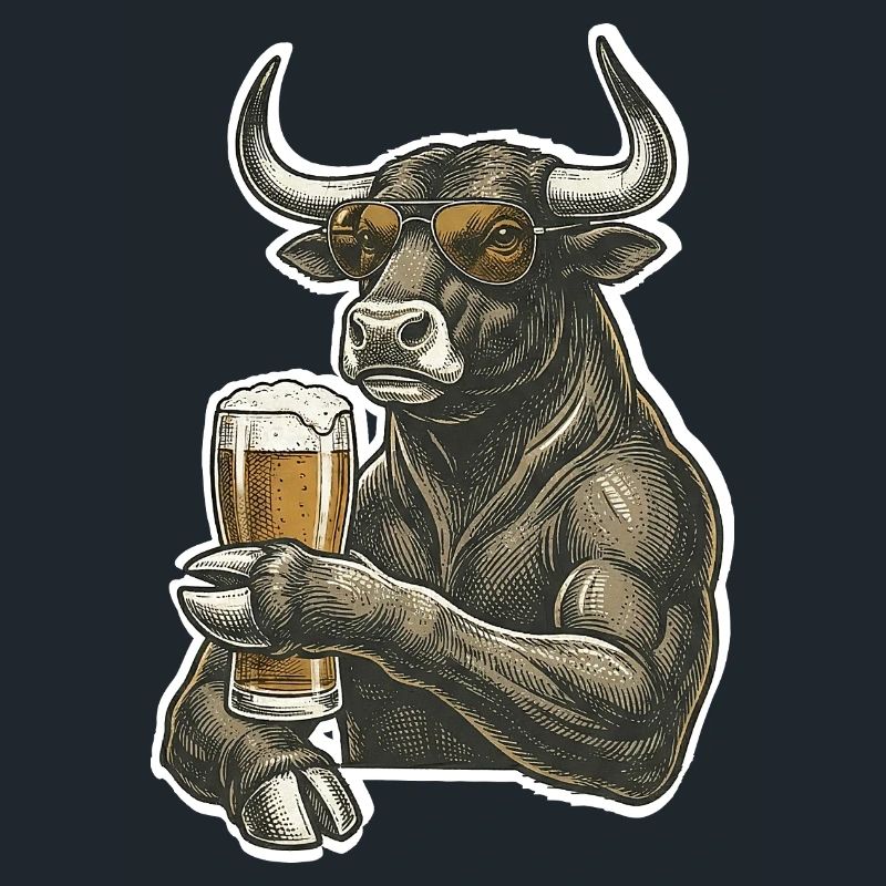 Cooler Stier Mit Bier