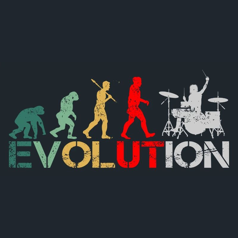 Drummer Schlagzeuger Evolution Retro