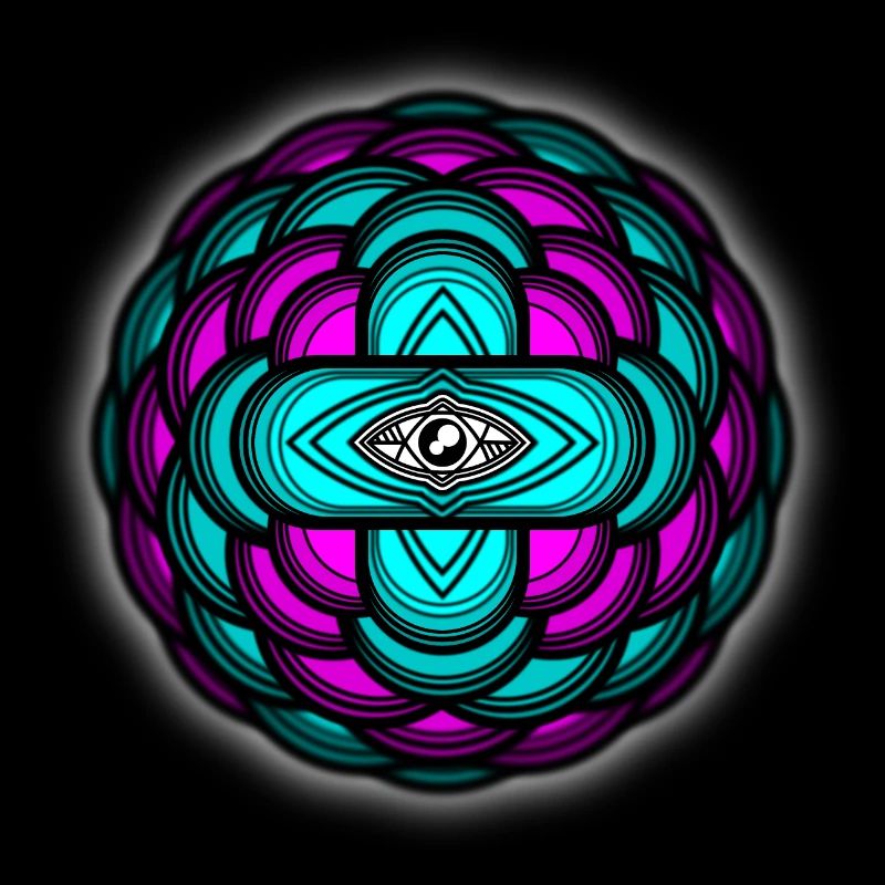3D Mandala Neon Eye