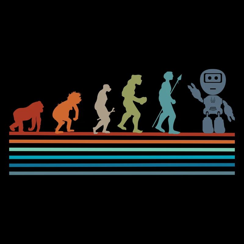 Retro Vintage Roboter Evolution