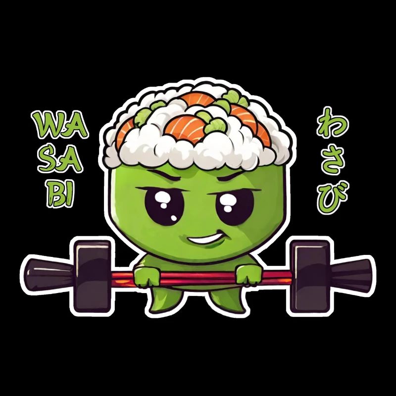 wasabi character with barbell