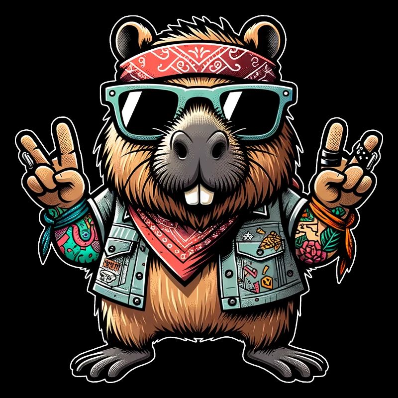 Capybara Peace Hippie