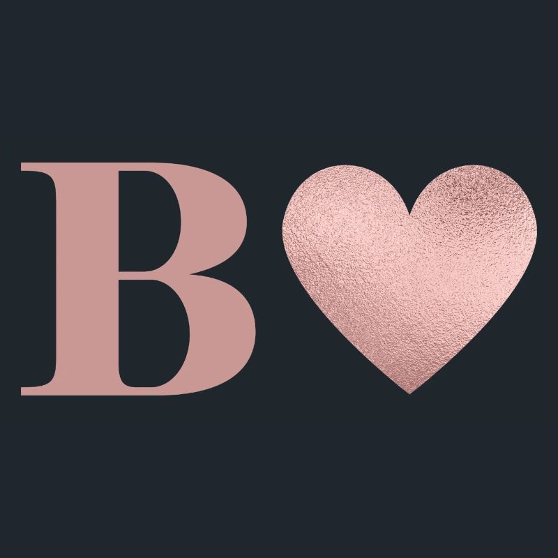 Letter b heart rose gold