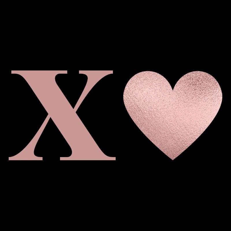 Buchstabe x roségoldenes Herz