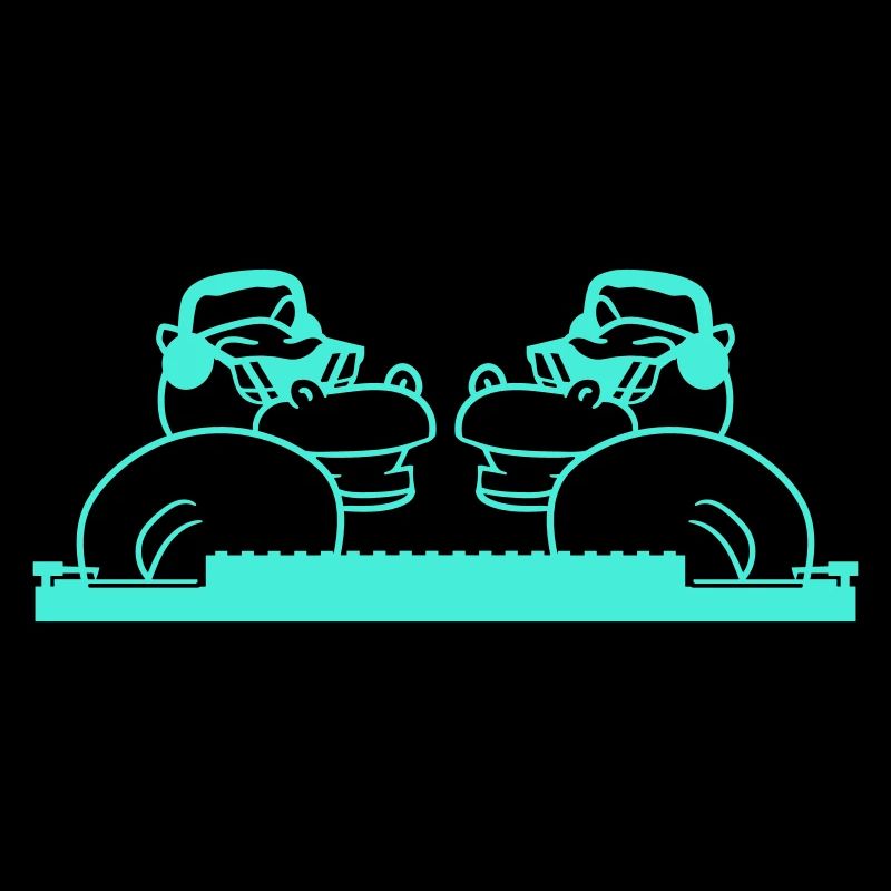 2 DJ Hippos Team Funny Mixer Friends Party