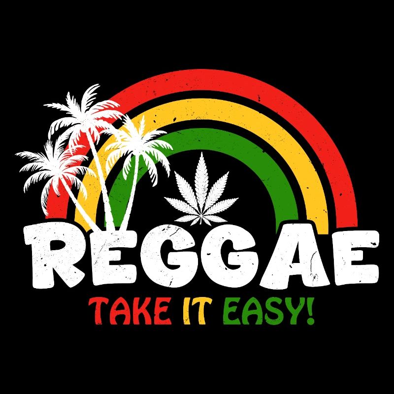 Reggae Vibe Rainbow with Cannabis Motif