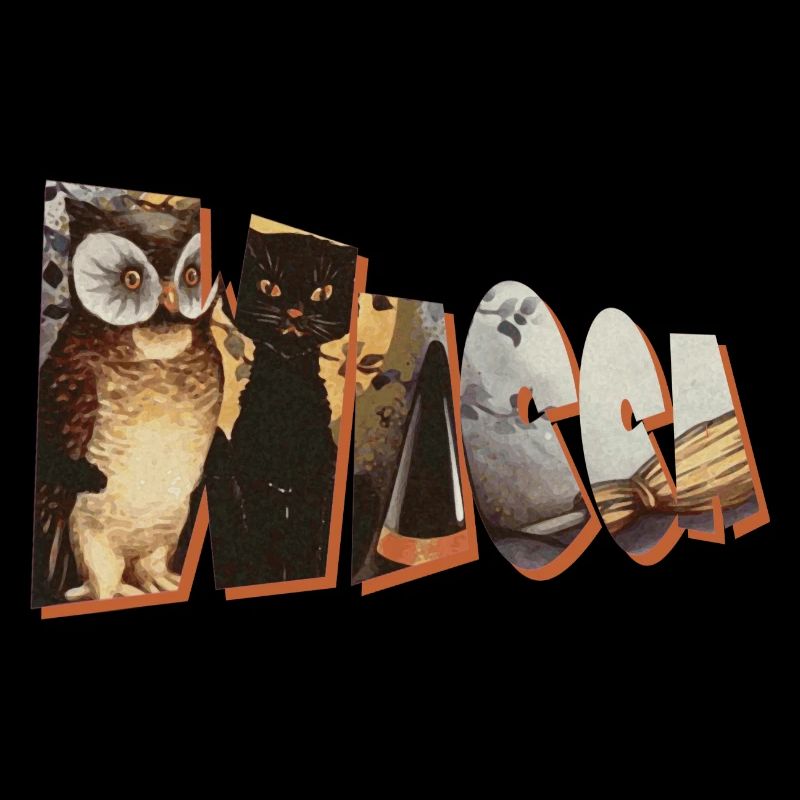 balai chat hibou lettrage wicca