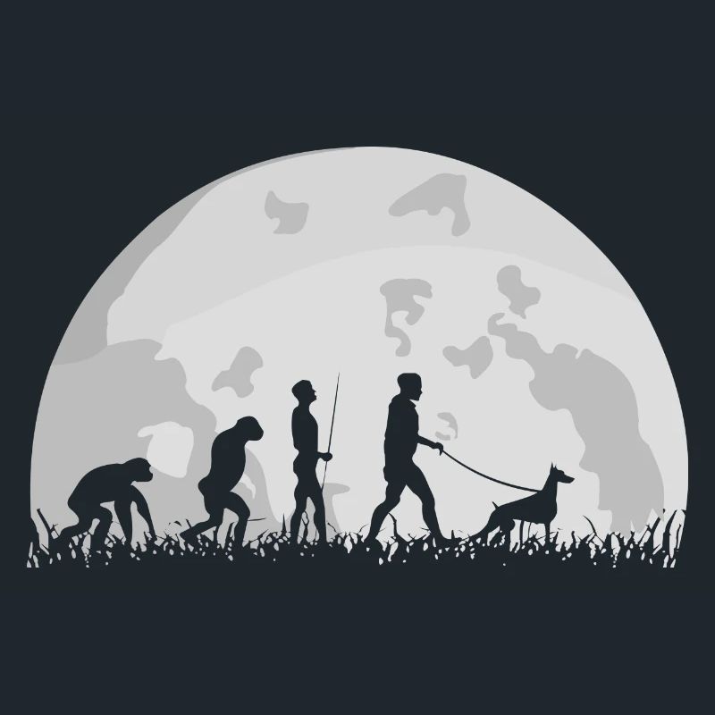Dobermann Hundebesitzer Evolution Mond Silhouette