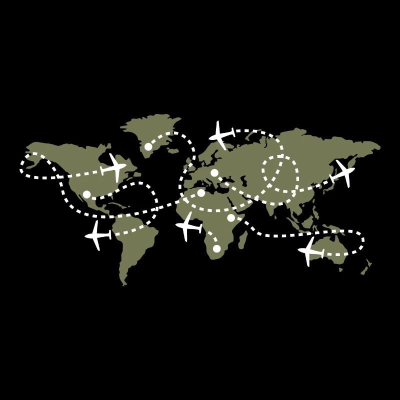 World map air traffic controller ATC flying