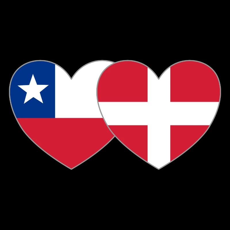 Chile Denmark Flag Heart
