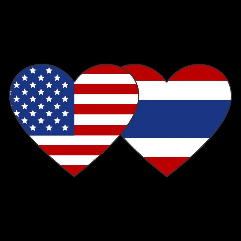 États-Unis Thaïlande drapeau coeur