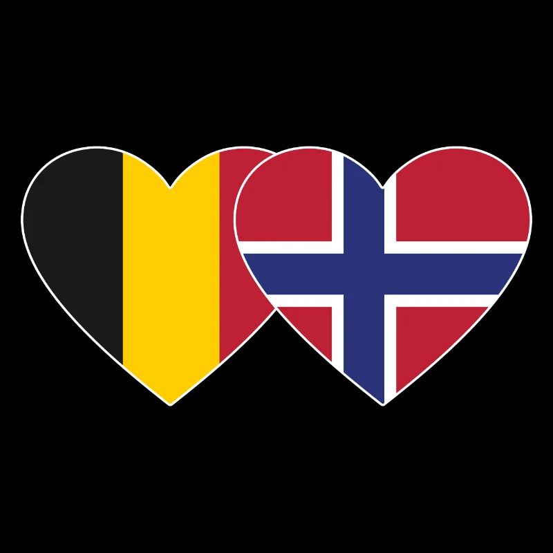 Belgium Norway Flag Heart