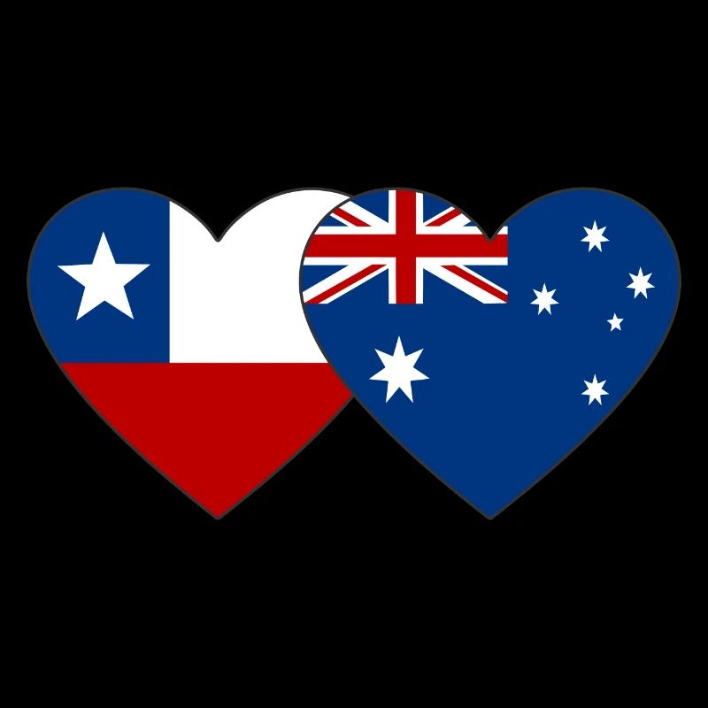 Chile Australia Flag Heart