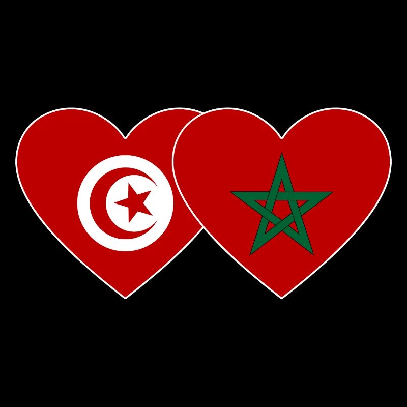 Tunisie Maroc Drapeau Coeur
