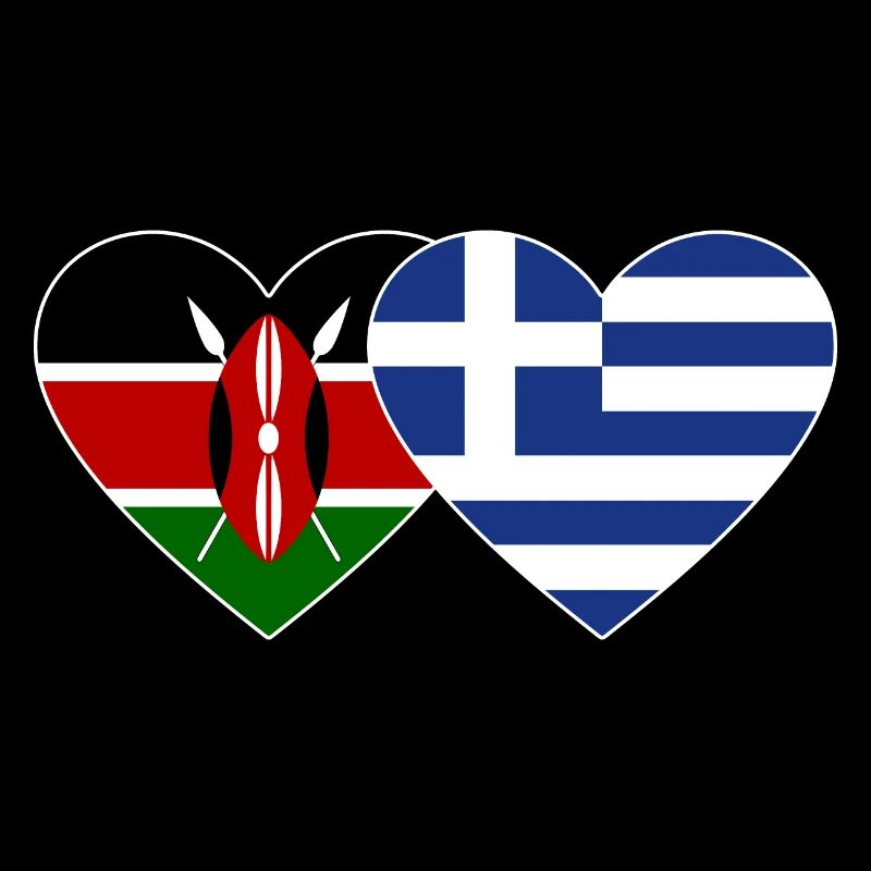 Kenya Greece Flag Heart